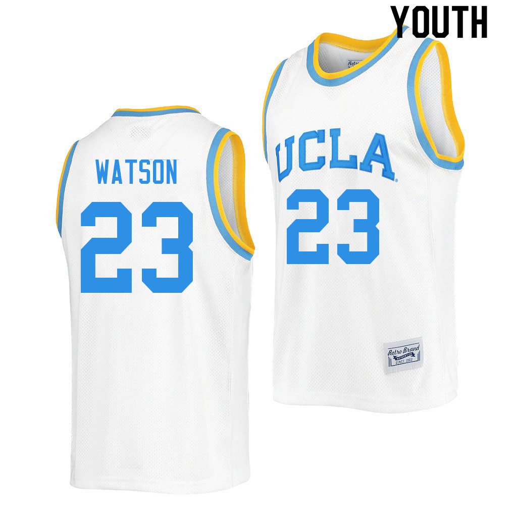 Youth #23 Peyton Watson UCLA Bruins College Jerseys Sale-Retro White - Click Image to Close